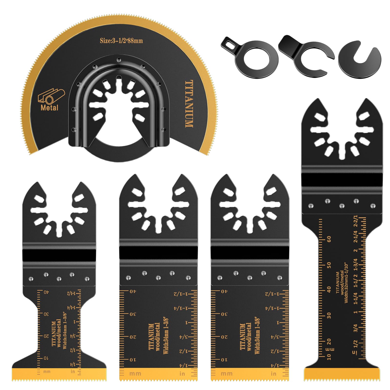 Lame Utensile Multifunzione Titanio, Aicoya 5 Pezzi Accessori per Utensili Oscillanti Lame Multitool per Metallo, Legno, Plastica