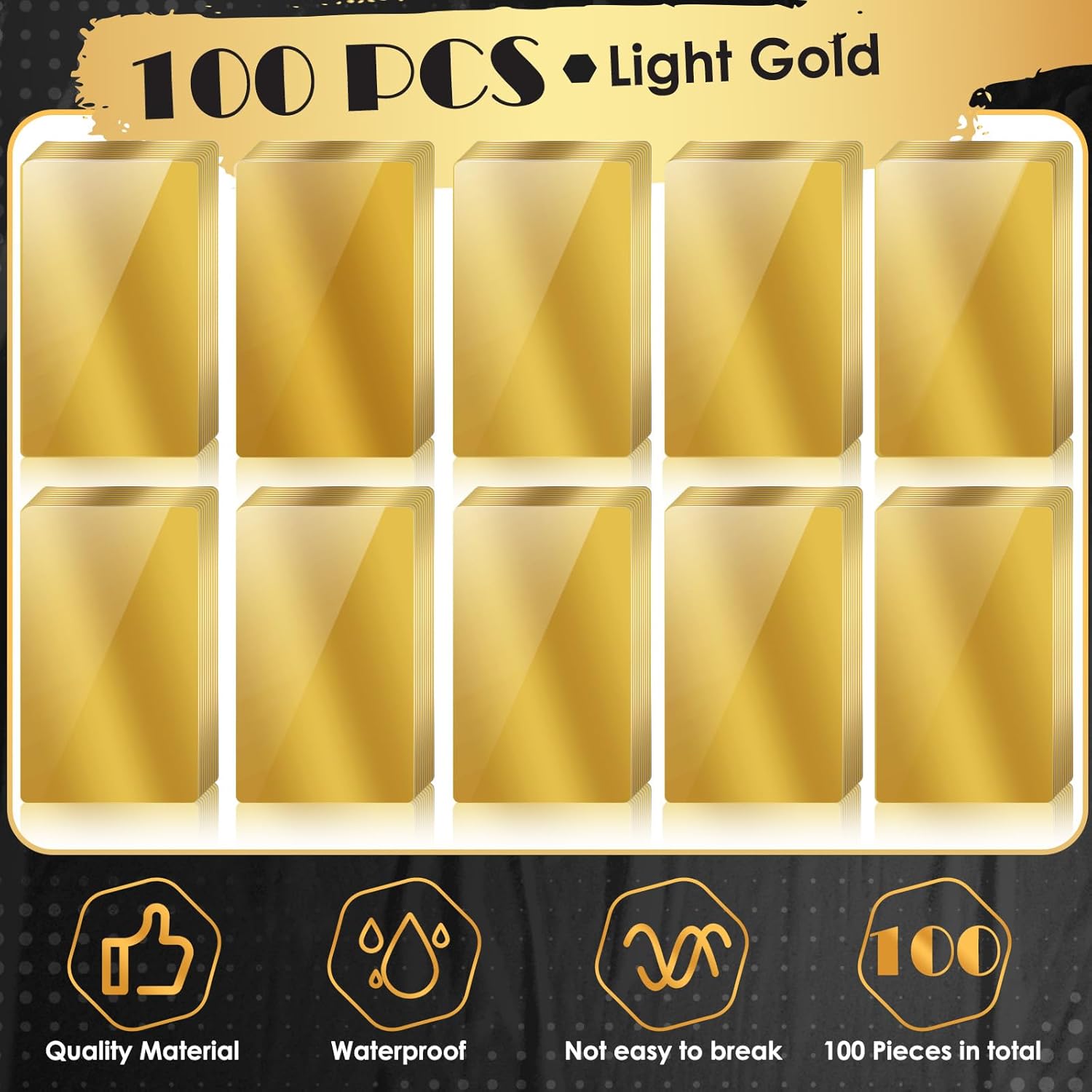 weparmeety 100 Pcs Metal Engraving Blanks Aluminum Sheet Laser Engraving Business Card Multipurpose DIY Gift Cards 86 x 54 x 0.21 mm (Gold) - Image 3