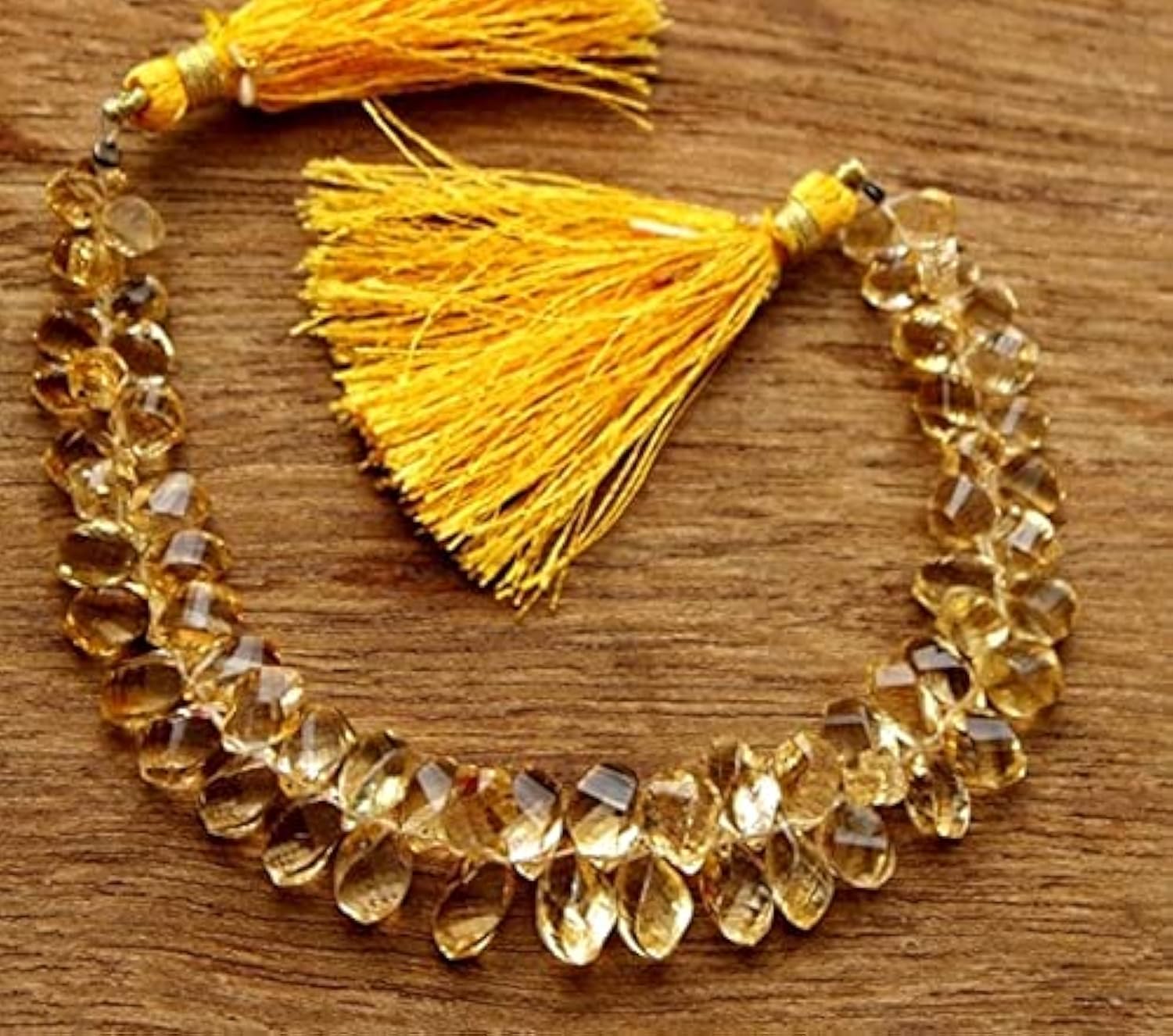 Citrine naturelle briolette torsadée 6-13mm, pierre fine jaune pour collier