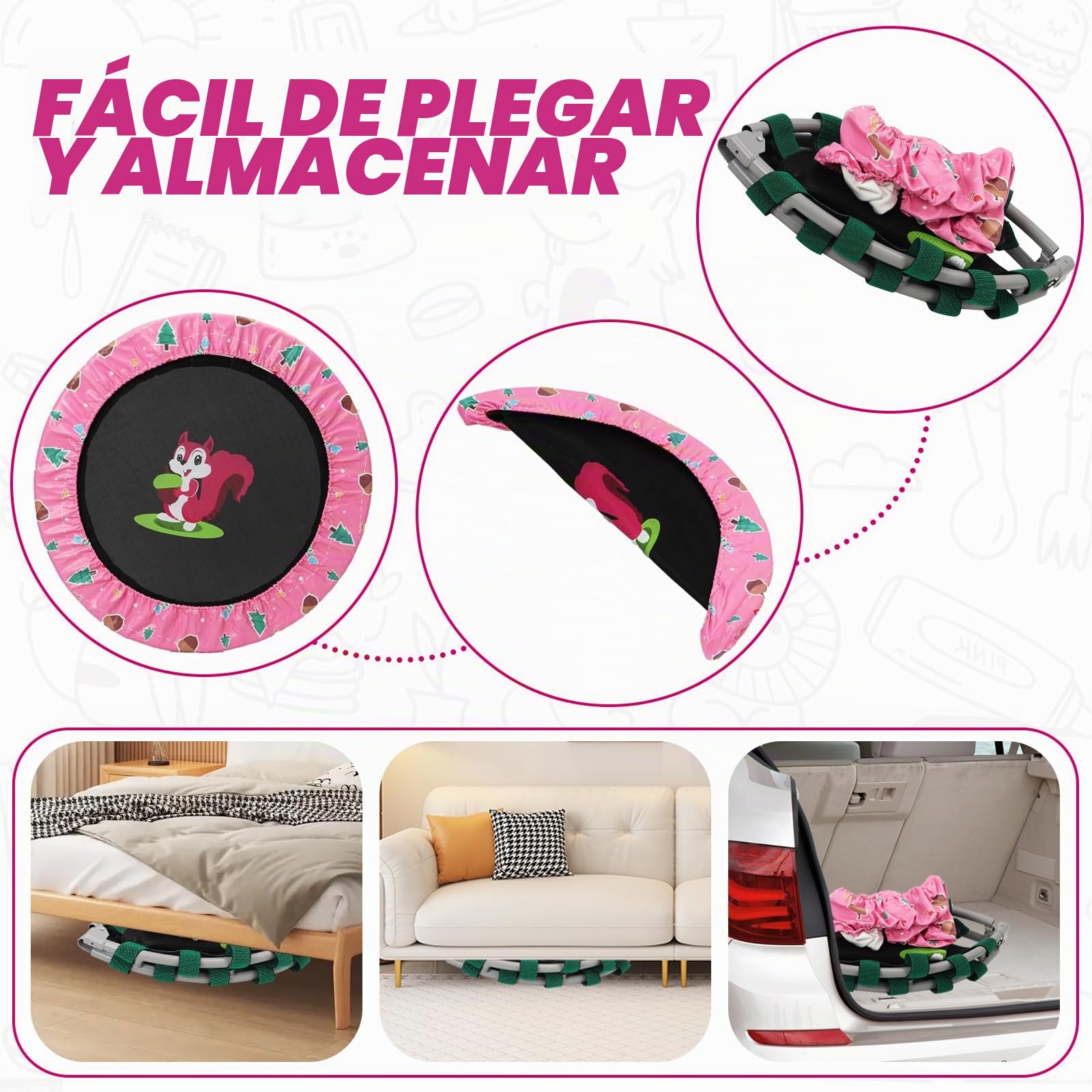 91cm Trampolines para Niños de con Reposabrazos de Espuma,Lona de Salto y Protector de Lluvia.Trampolín Infantil a Partir de 3 años,Cama Elastica niños Interior/Exterior Máx.120 kg