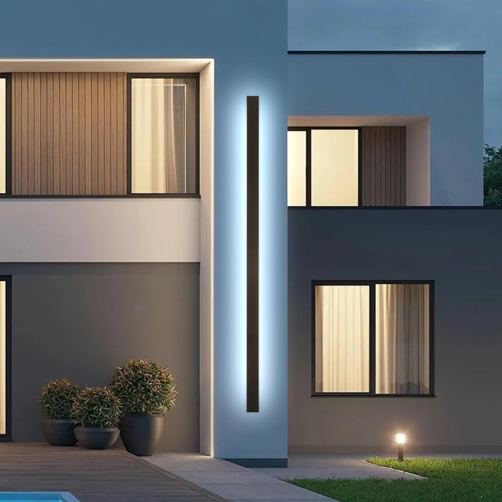 AioTio Black Outdoor Wall Light,79inch Modern LED Exterior Light Fixtures Wall Mount,Dimmable Waterproof Long Outdoor Linear Wall Sconce IP65 Waterproof,Outside Wall Lights for House,Porch,Patio