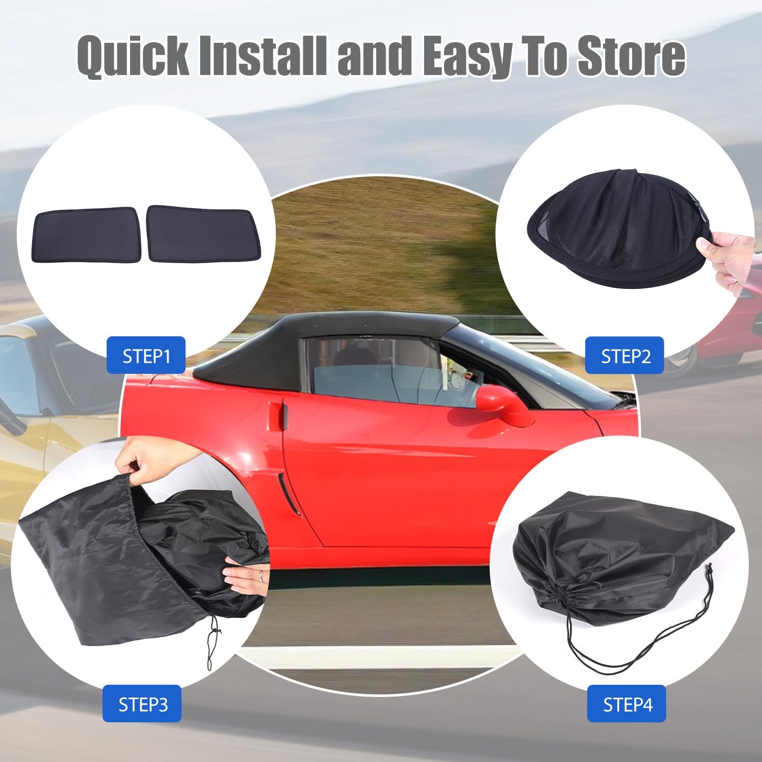 for Corvette C6 Car Side Window Shades -Privacy Curtains Block Light Car Window Covers Side Window Sun Shade Keeps Cooler for Taking a nap,Camping Fit 2005-2013 (2PCS/Black)