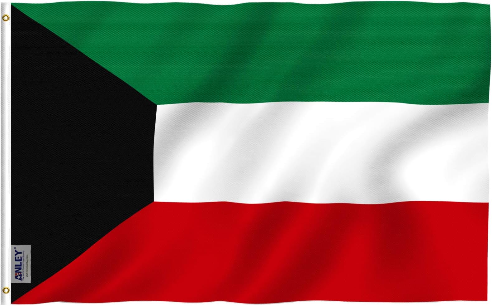 Anley Fly Breeze 3x5 Feet Kuwait Flag - Vivid Color and Fade Proof - Canvas Header and Double Stitched - State of Kuwait Flags Polyester with Brass Grommets 3 X 5 FT