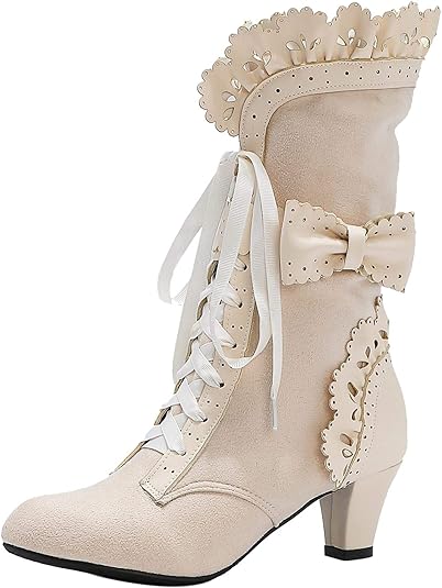 Damen Stiefel Vintage Gothic - Viktorianische Schnürstiefel Mit 6cm Absatz & Reißverschluss