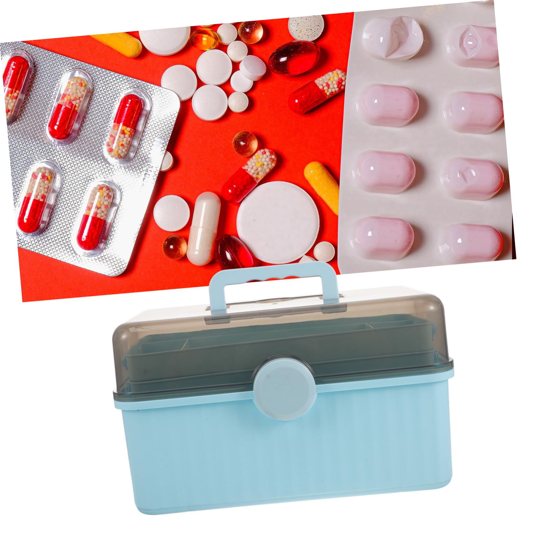 Caja Organizador De Primeros Auxilios Maletín De Medicina Portátil Contenedor De Almacenamiento De Medicamentos Equipo De Medicina Botiquín Médico Envase Viajar El Plastico