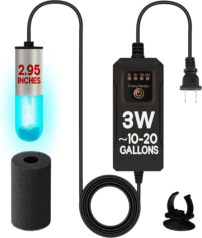 Luz UV-C de 3 W para Aquário Aquatic Eden com 4 Modos de Temporizador