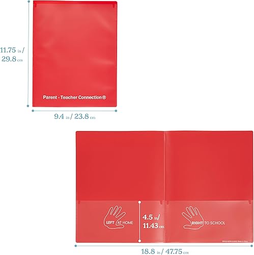 Miniatura 2 de ECR4Kids Carpeta de comunicación para padres y profesores de 2 bolsillos, carpeta de plástico flexible resistente a desgarros con bolsillos, papel