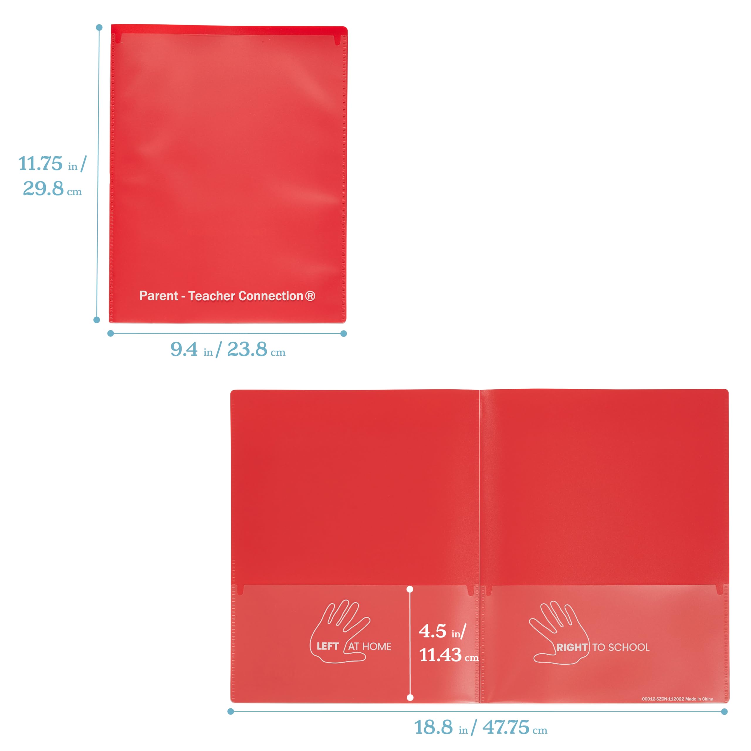 ECR4Kids MessageStor 2-Pocket Parent-Teacher Classroom Communication Folder, Flexible Plastic Folder with Pockets - Image 2