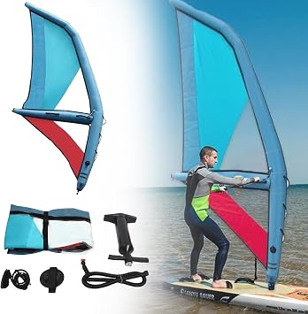 Kayak Sail, Paddle Board Sail, with 2 Air Bags and 360 Rotating Base, 45.21sq.Ft Extra Large Sail, Visible Window, Suitable for Paddle Boards with a Width of 81cm