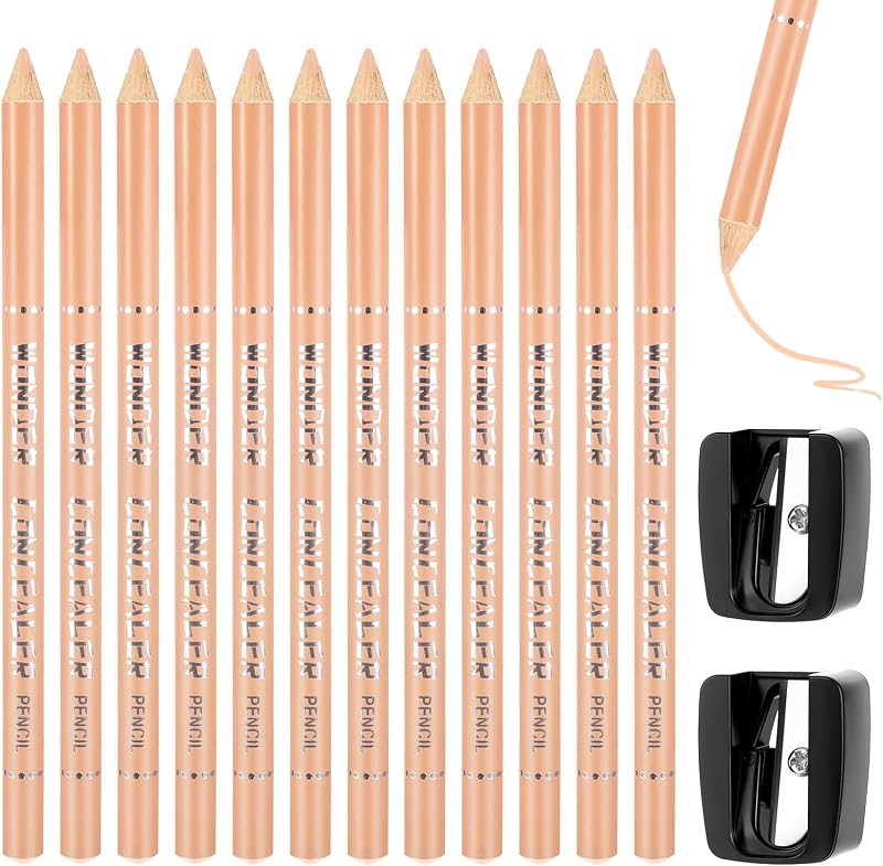 BOHUIZ Kit com 12 Lápis para Contorno de Barba e Linha Capilar e 2 Apontadores