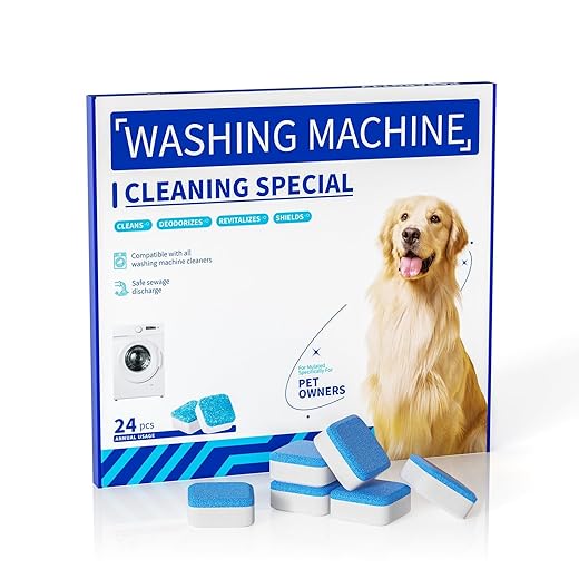 Washing Machine Cleaner Tablets - 24 Pack (12 Month Supply) | HE Compatible for Top & Front Load Washers | Pet-Safe Formula Eliminates Odors, Lint & Detergent Buildup