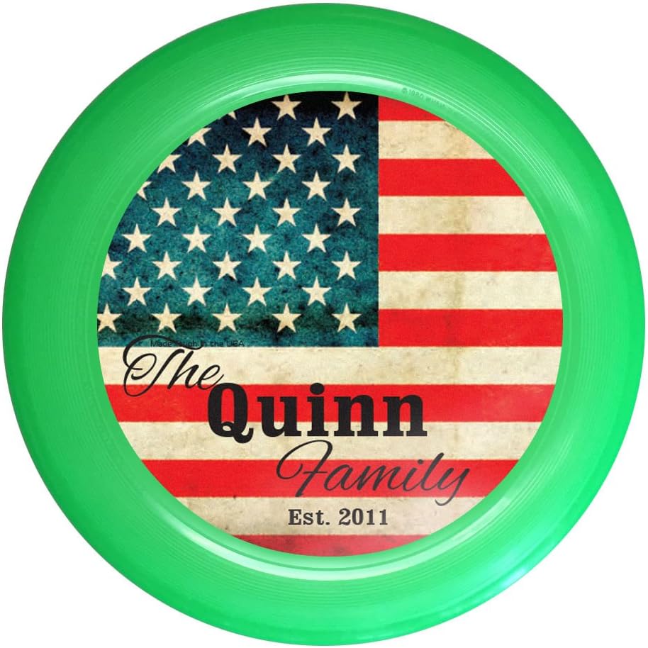 Infusion Wham-O Custom Last Name Vintage Flag Design Ultimate Frisbee Disc - 175g, 5 Colors to Choose from