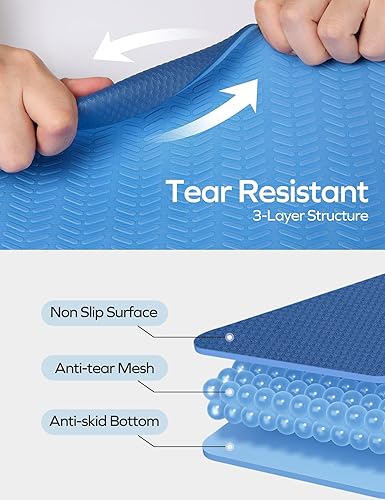 Miniatura 9 de Ewedoos Tapete de yoga antideslizante de elastómero termoplástico, tapete de ejercicio ecológico para yoga, pilates y ejercicio de piso, tapete