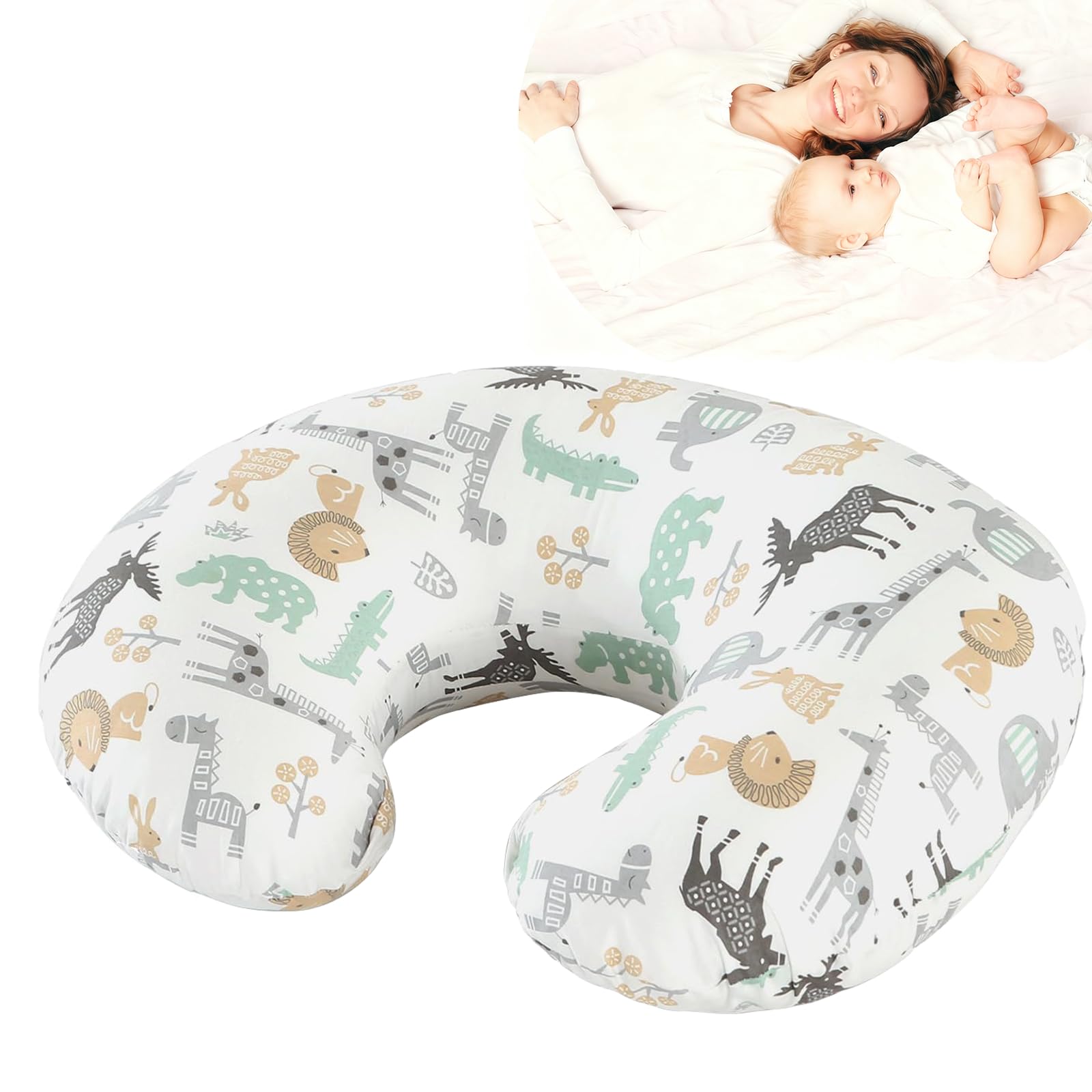 Ergonomisches Stillkissen Klein, Stillkissen, Multifunktionales Motherhood Stillkissens, Fütterungskissen zum Stillen, Nursing and Breastfeeding Pillow mit 100% Baumwollbezug