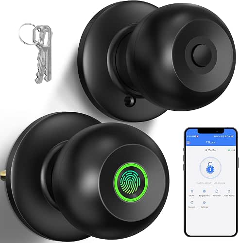 52HZ Fingerprint Door Knob with Lock, Smart Lock for Bedroom