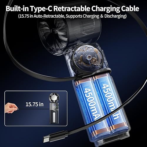 Miniatura 4 de Ventilador turbo portátil recargable de mano, ventilador de refrigeración multifuncional de 9000 mAh con función de refrigeración por hielo y carga,