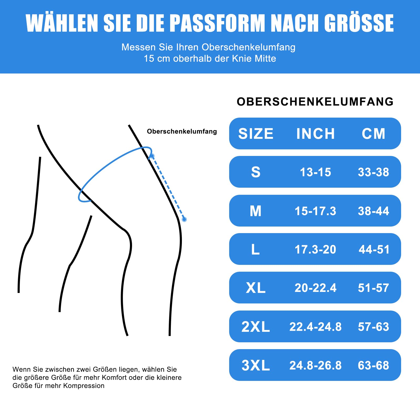 NuCamper Kniebandage Lang 2 Stück für Männer/Damen Kompression Kniestütze mit Rutschfestem Kompressionsbandage für Laufen Sport Arthritis Meniskusriss ACL Knieschmerzen Wandern Knie Oberschenkel Wade