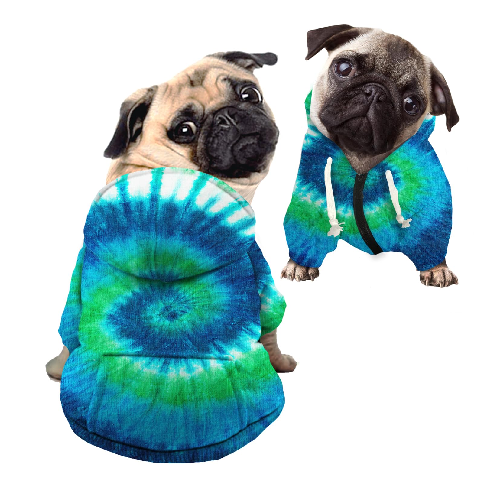 Kuiaobaty Dog Sweater Comfort Dog Hoodies Blue Green Spiral Print Pet Clothes, Hippie Art Stretchy Dog Playwear Onesie for Small Dogs — image 1