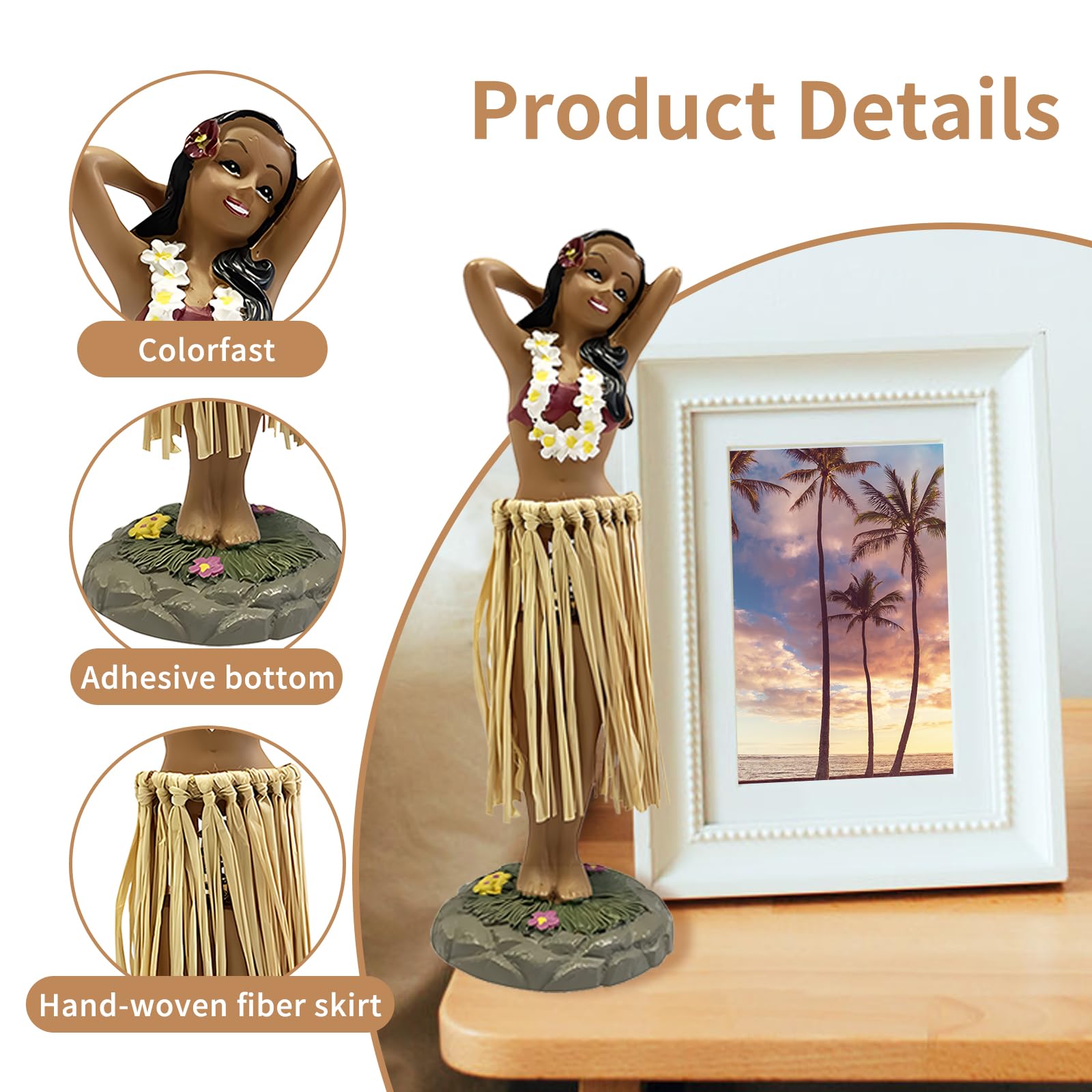 Bambolina Hawaiana per Cruscotto 16 cm, Hawaii Dashboard Hula Doll, Decorazione Auto