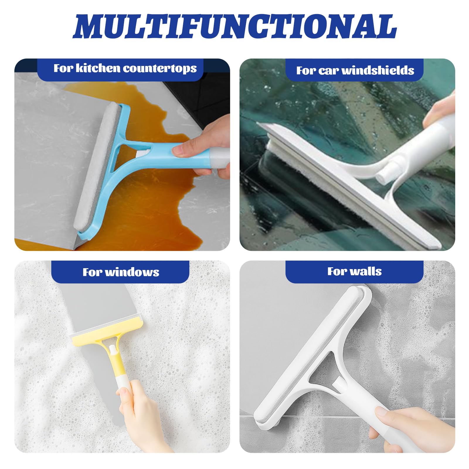Duschabzieher, 3 in 1 pulitore per finestre con Spray, tergivetro e Scrubber, raschiatore per Pavimenti e Doccia, pulitore per vetri e Piastrelle