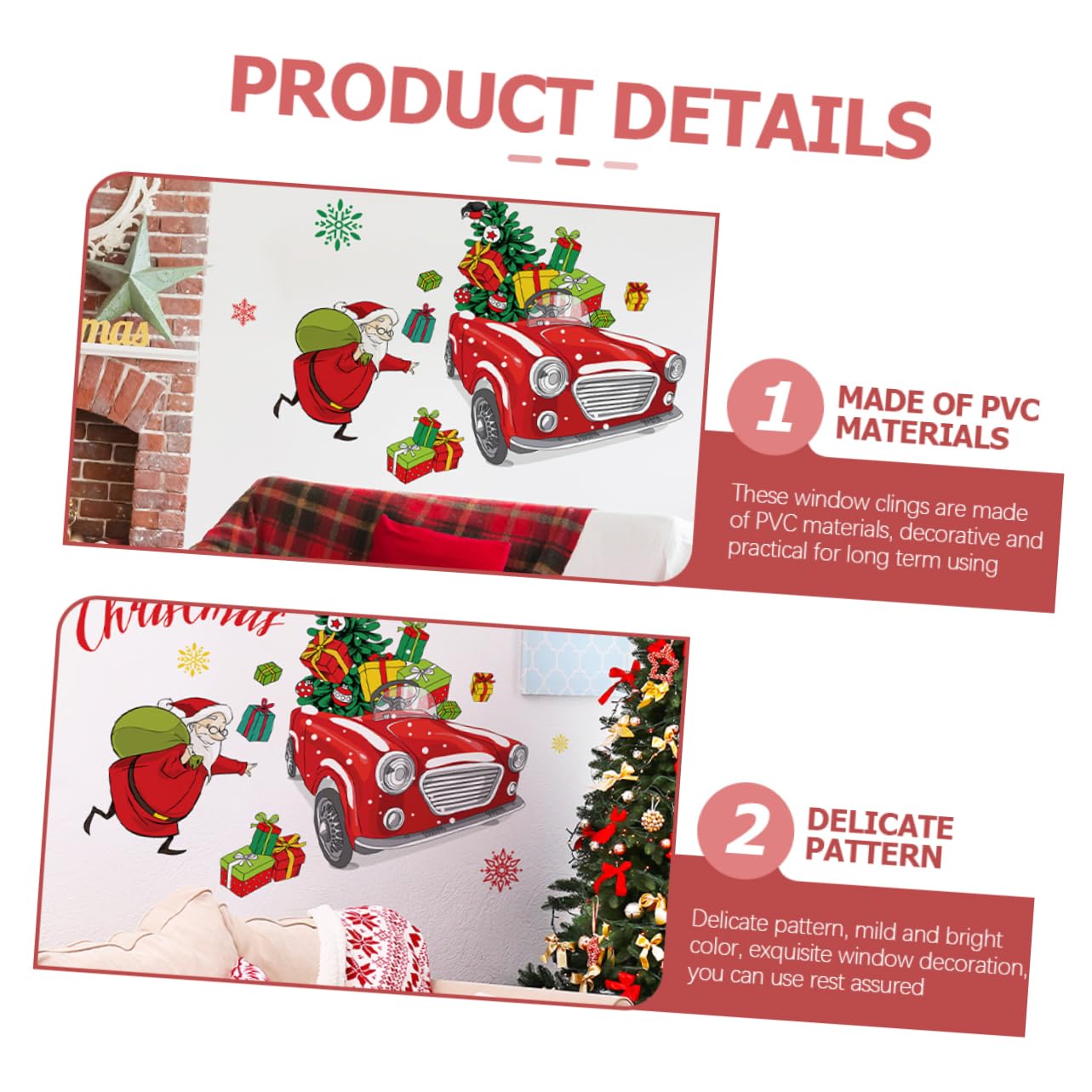Alipis 4 Set Adesivo murale natalizio decalcomanie di babbo natale adesivo porta natale decorazioni invernali albero adesivo decorazioni natalizie per finestre vetrofanie natalizie