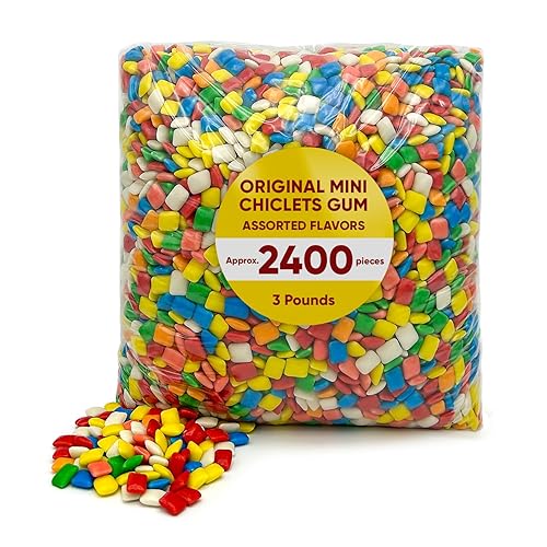 Mini chiclets originales para máquina de burbujas, 3 libras de caramelo aproximadamente 2400 piezas, sabores surtidos, perfecto para máquinas de