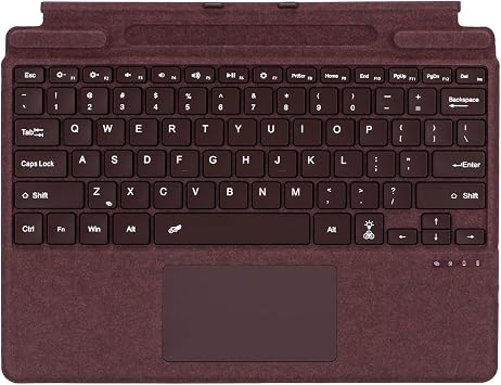 mobee Keyboard for Microsoft Surface Pro Copilot+ 11th Edition / Pro 11/10 / 9/8 / X, 13 inch, Detachable Type Cover with Touchpad, 7-Color Backlit, Pen Holder Burgundy