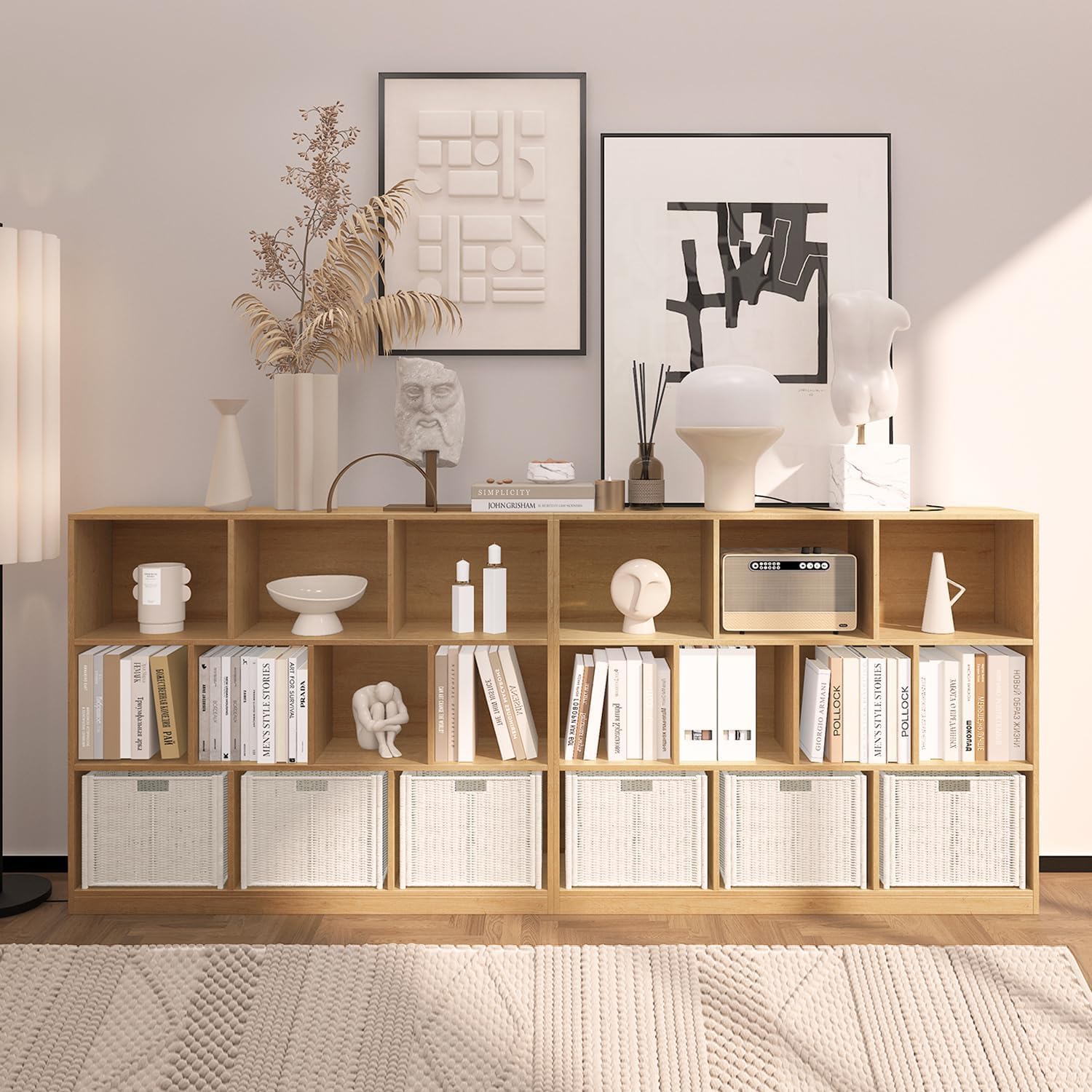 10 Cube Bookshelf with Base,Wooden Cube Storage Organizer,Open Shelf Bookcase for Bedroom, Living Room, Office, Study Room
