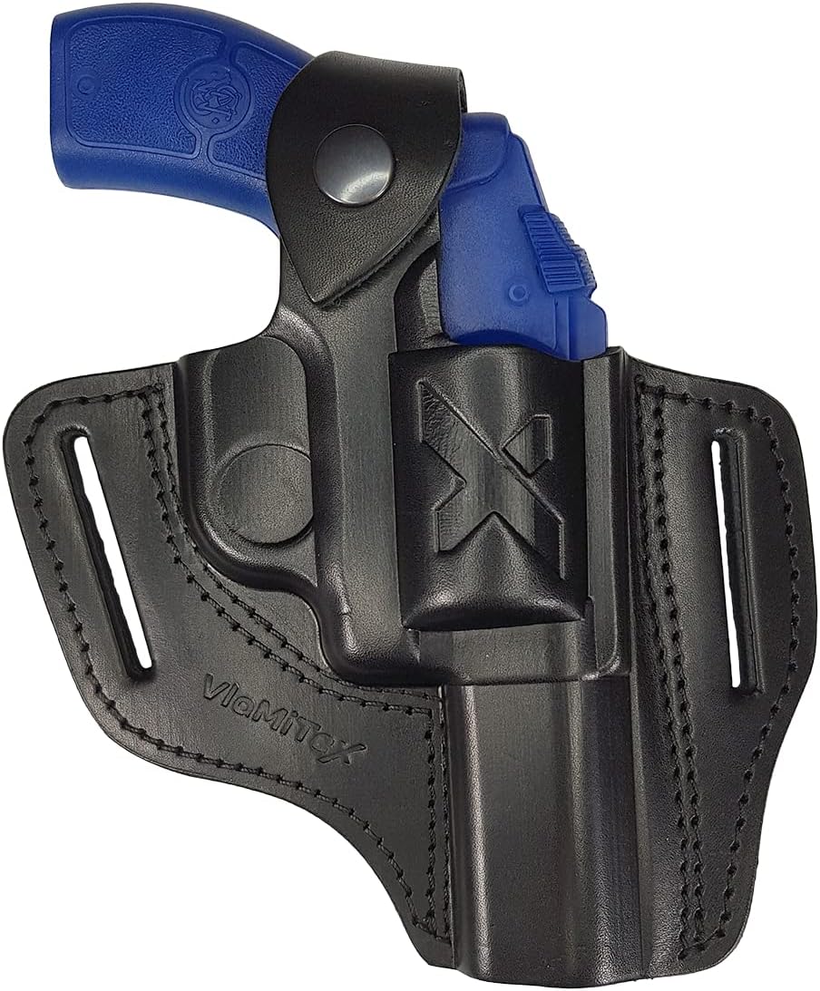 VlaMiTex Leather Holster Revolver J Frame S Fits Smith & Wesson 31/34/36/38/43/60/351/360/442/637/638/640/642/649 Chiefs Special/Ruger LCR/Taurus 85 and 856 / Kimber K6S