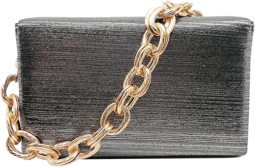 CORIOS Evening Bag for Women Square Box Clutch Bag Bridal Wedding Purse Sparkly Sequin Handbag Elegant Shoulder Bag