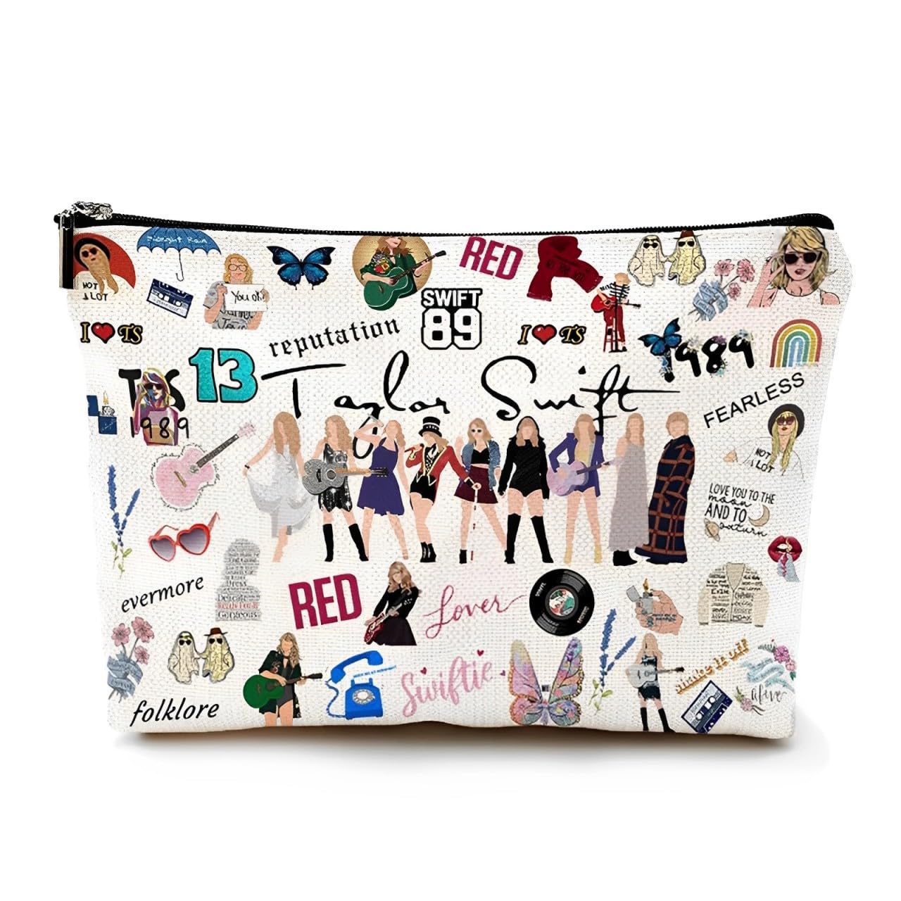 Broadway Musical Gift Makeup Bag, Multicolour, Broadway Musical Theme with Printed Patterns and Script Writing, Travel, Outdoor, Indoor, Women's Makeup Bag