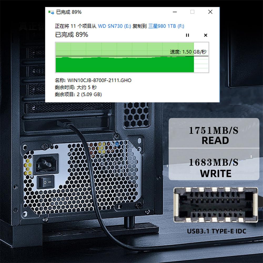 Adaptateur USB 3.2 Gen2 Type-E 20 Gbit/s pour panneau avant PCI-E 4X Express pour carte mère de bureau