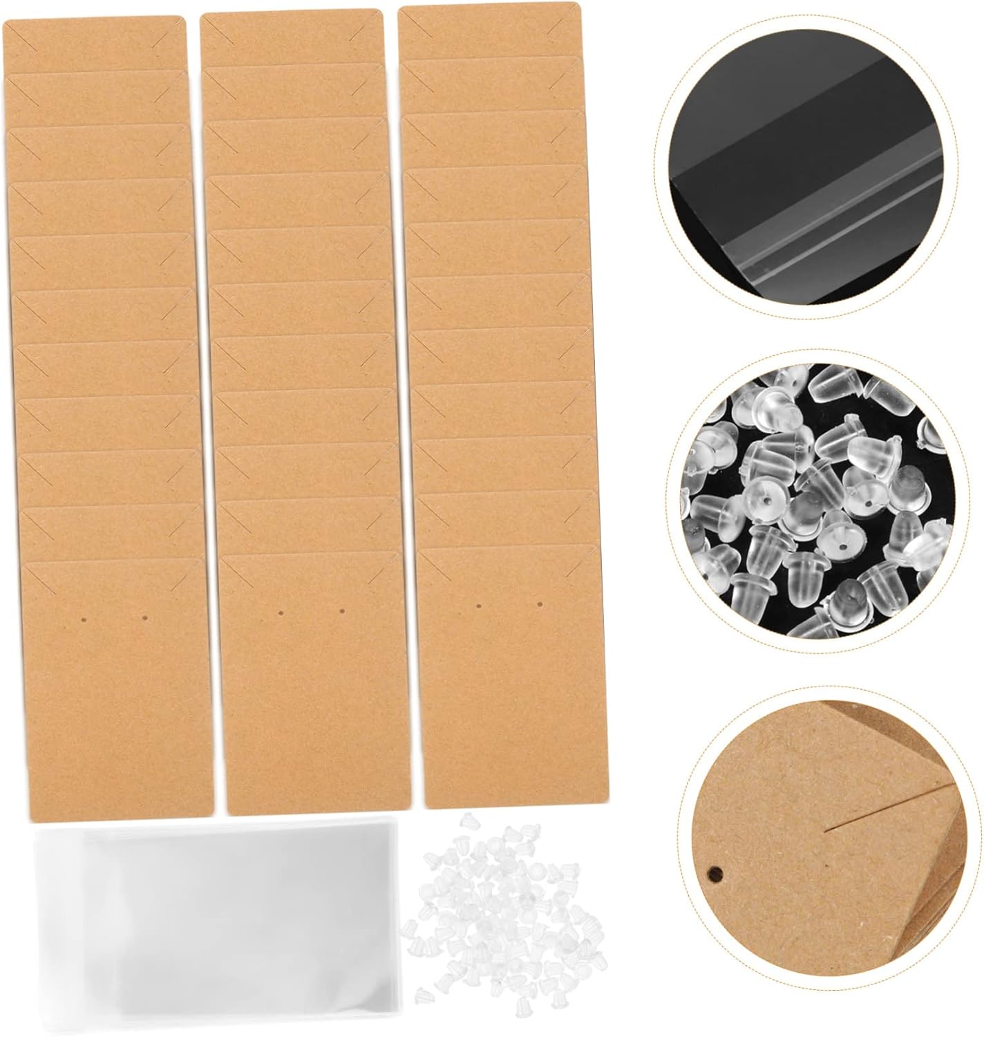 1set Jewelry Earring Packaging Cards Bags Kraft Display Cards for Earrings and Necklaces Includes Backs and Storage