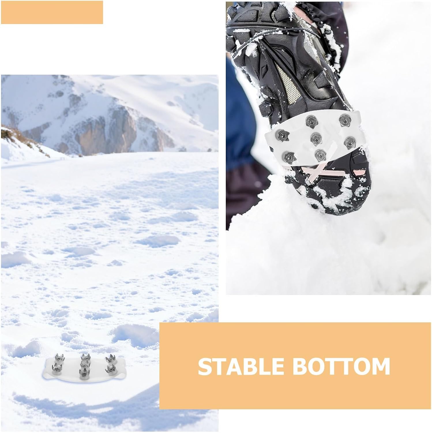 4 Pairs Ice Cleats for Shoes and Boots, Snow Traction Cleats Grippers, Non Slip Shoe Ice Grippers, Spikes Crampons Anti Easy Slip Studs