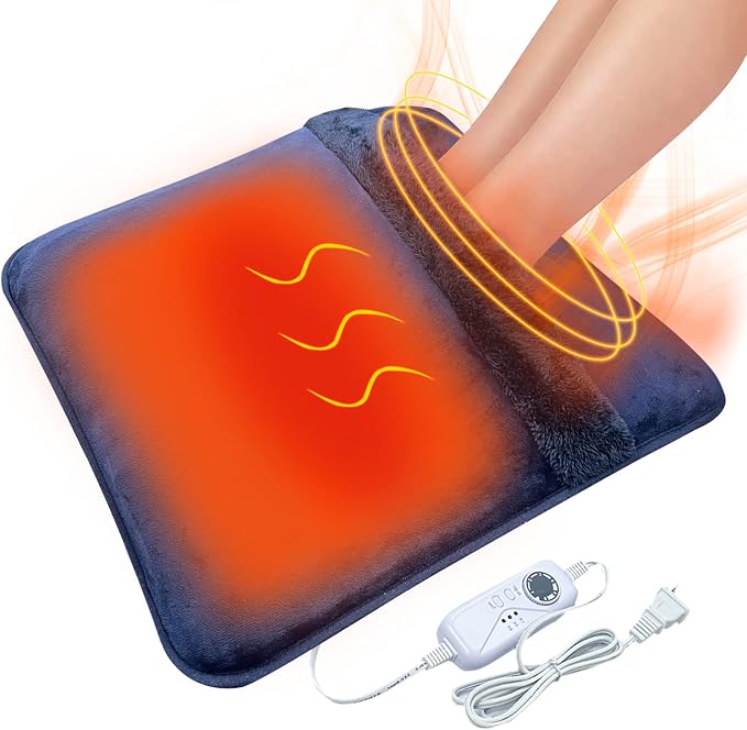 Double Sided Foot Warmer,Electric Feet Heating Pads for Women and Man with  Non-Slip u0026 Machine Washable,Electric Heated Foot Warmers with 8 Hrs Timer  for Bed,Under Desk,Office,Home u0026 Neuropathy,Grey dealsaving