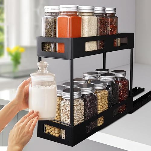 Organizador de especias para gabinete, estantes de especias extraíbles para armarios interiores, estante de especias de cocina, organizador