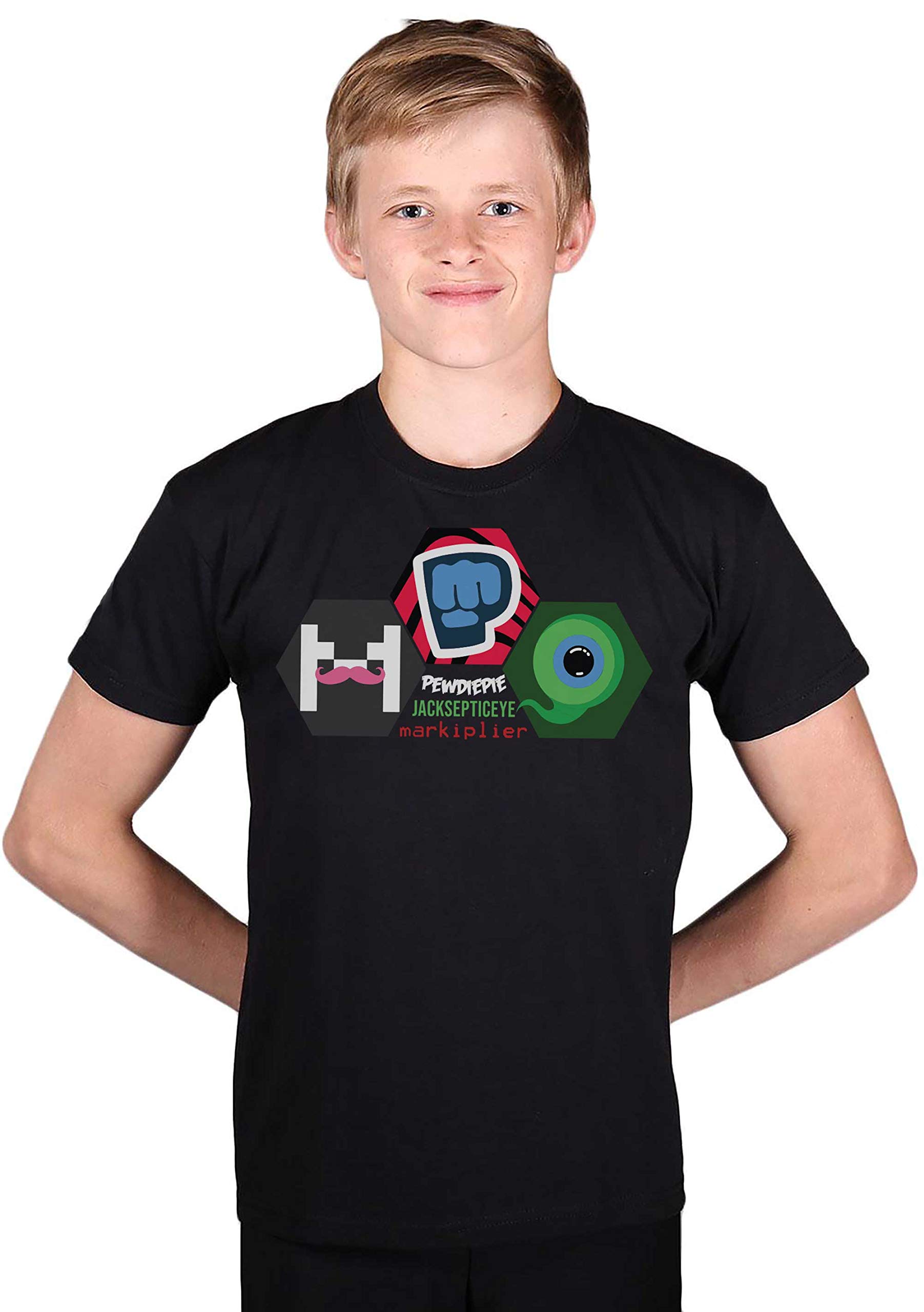 Pewdiepie Markiplier & Jacksepticeye Epic Game T-Shirt YouTube Gaming Friends (S) Black