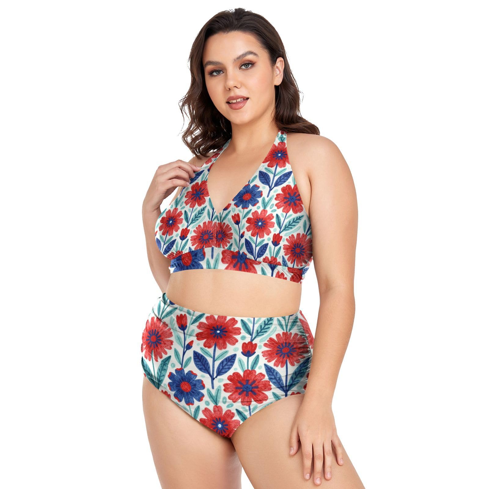 FRODOTGV Curvy damskie dwuczęściowe zestawy kąpielowe L-4XL