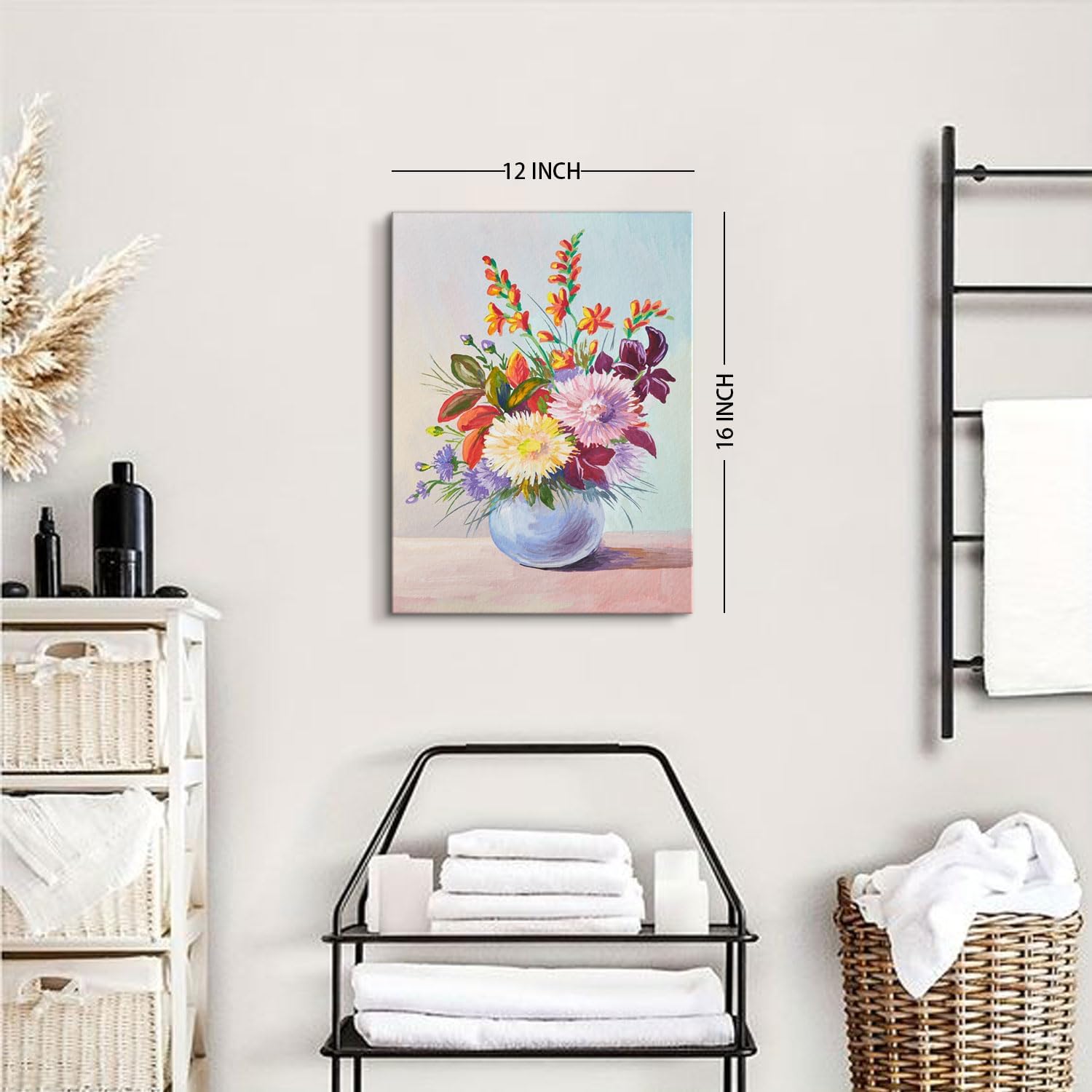Colorful Daisy Flower Wall Art Painting for Living Room Wildflower Bouquet Canvas Prints Artwork Bedroom Decor Watercolor Botanical Plant Picture Floral Poster Bathroom Kitchen Home Decorations 12x16"