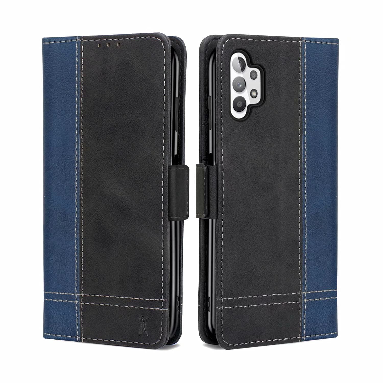 Samsung Galaxy A32 5G / M32 5G Phone Case, Magnetic Flip Leather Wallet Book Case, Slim TPU Bumper Silicone Folio Stand Galaxy A32 5G Cover, Shockproof Protective Case for Samsung A32 5G / M32 5G Blue