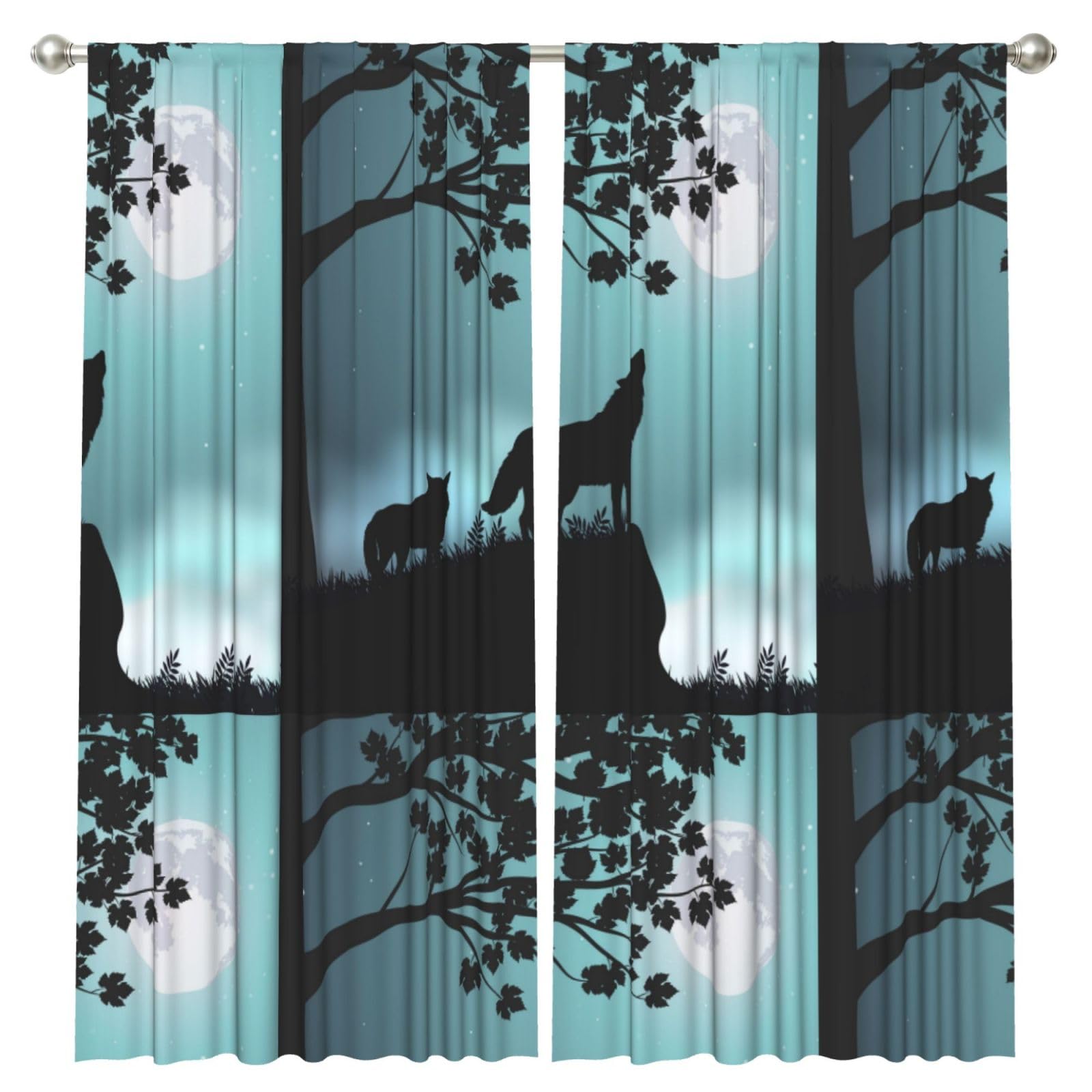 InOmak Wolf, 2 Panels Window Curtains 52 x 84 Inch Blackout Curtains for Living Room Bedroom