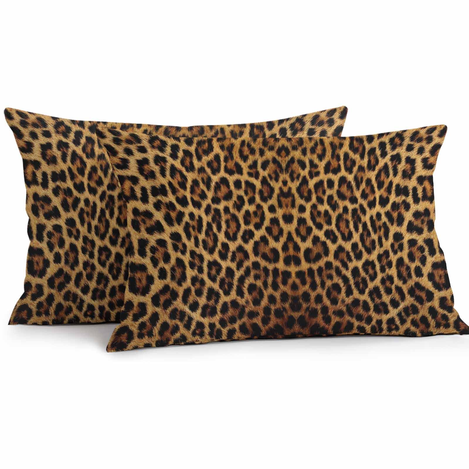 Vandarllin Outdoor Throw Pillows Covers 20x12 inch Set of 2 Waterproof Leopard Print Decorative Zippered Cushion Covers for Patio Furniture, Retro