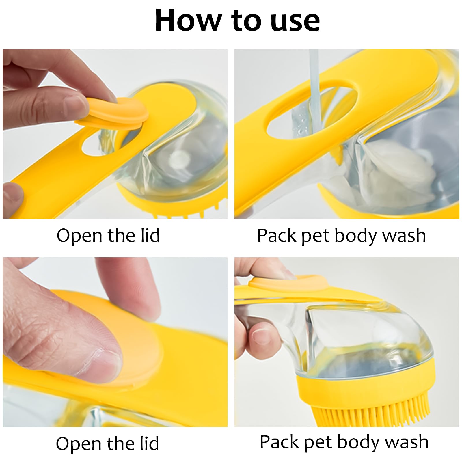 (6 Pcs) ELEGX Pet Grooming Bath Massage Brush with Soap and Shampoo Dispenser Soft Silicone Bristle for Long Short Haired Dogs Cats Shower - image 4