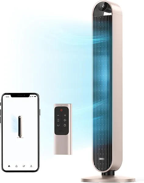 Dreo Smart Tower Fan Voice Control, 120° Oscillating Fan Works with Alexa/Google/App/Remote, 42 Inch, 25dB Quiet DC Bladeless Fan for Bedroom,12 Speeds, Floor Fan for Home, Office, Pilot Max