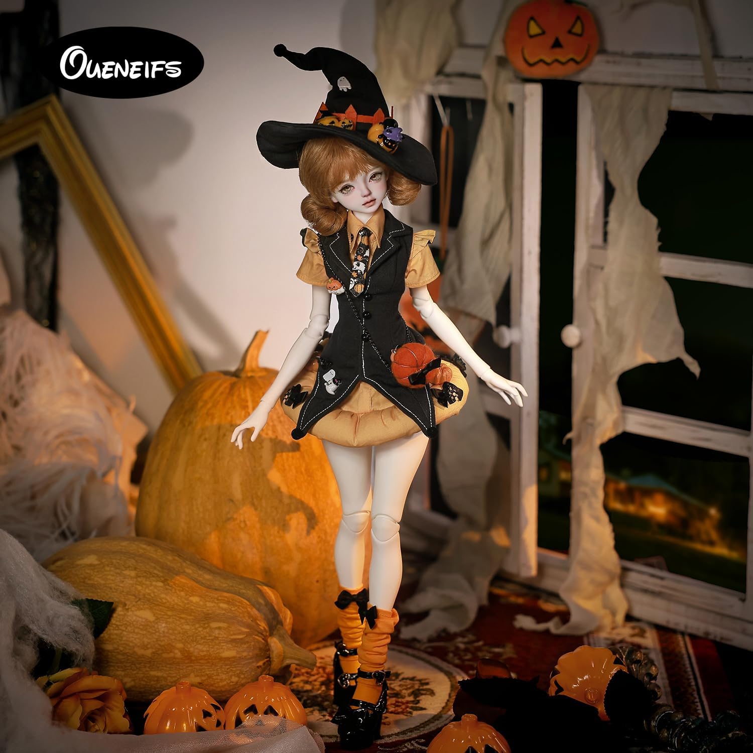 Oueneifs BJD lalka 1/4 Lynn pełny zestaw C Halloween dynia kostium sukienka styl żywica zabawka dla 15+ lat