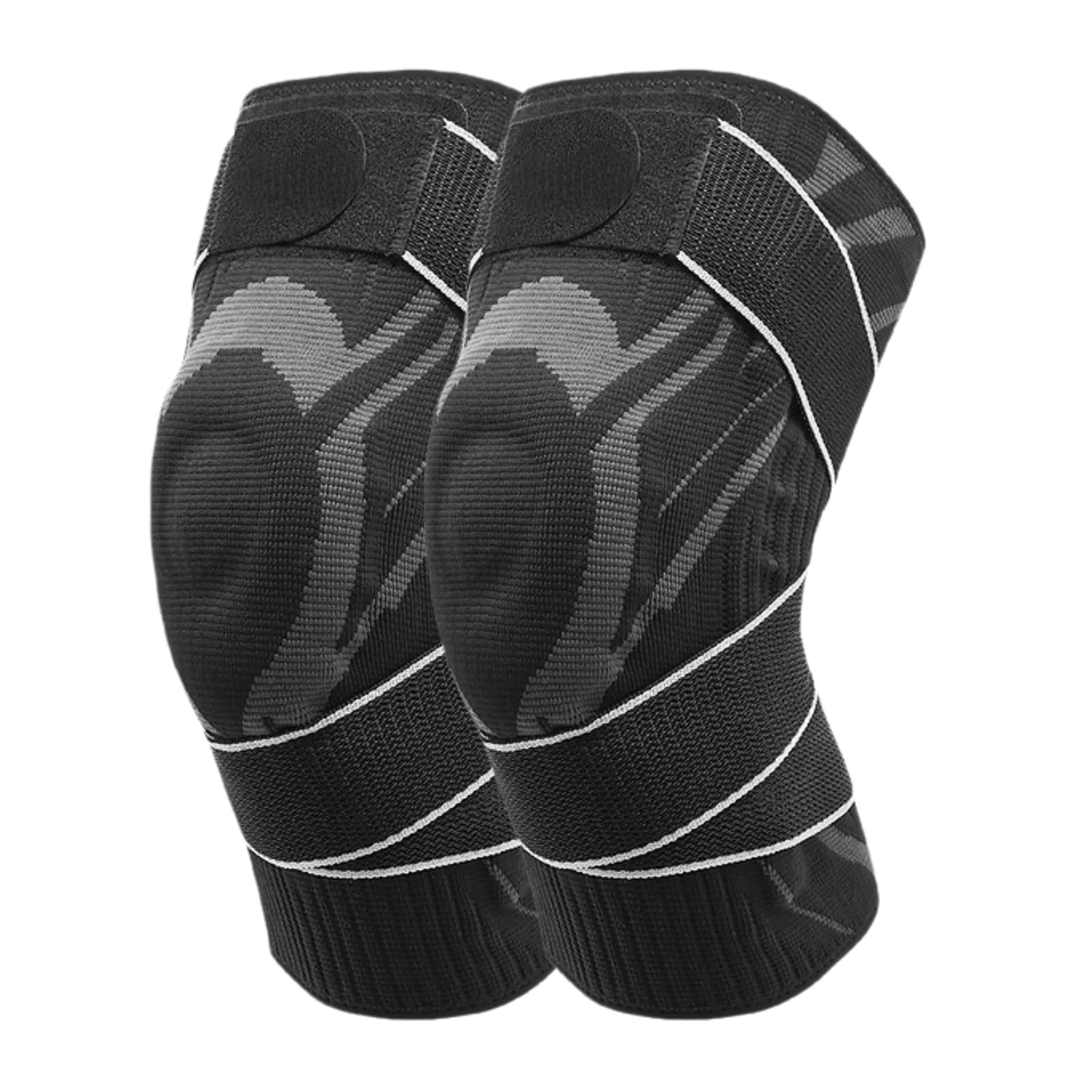 Flexi Pro Genouillère,Soutien Léger Tissu Respirant Compression Ajustable pour le Sport, La Marche Ou Le Travail Facile À Enfiler Lavable en Machine (Noir, L)