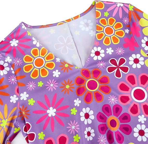 Kranchungel 70s Disco Costumes for Women: Disco Party Dress 70s Outfits - Hippy Halloween Costume for Party-goers Aged 25-35