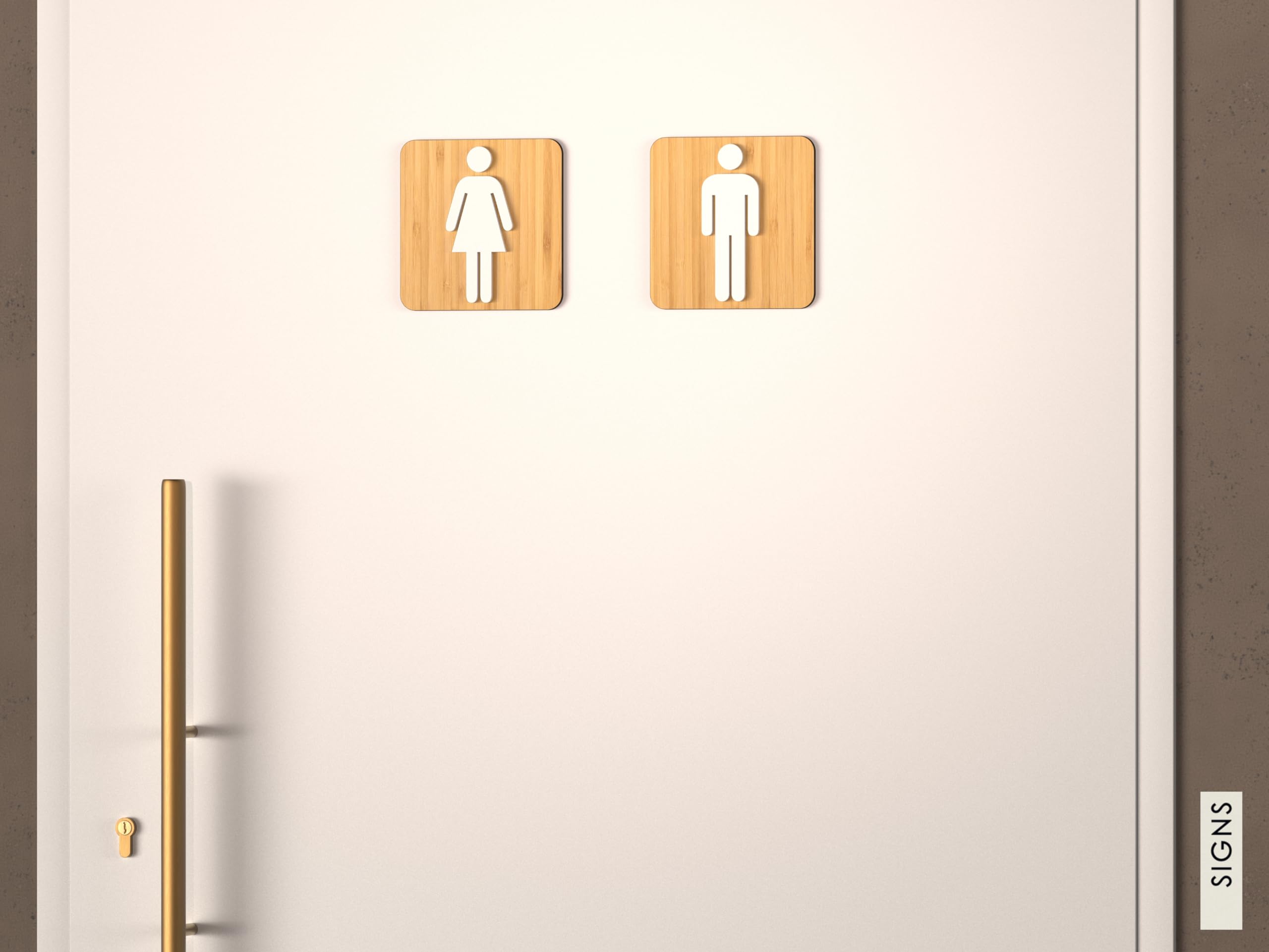 Signs - Classic, Set 4X- Geprägte Toiletten Schild Türen - Türschild WC Damen Herren Behinderten Wickeltisch - Schild Mann Frau Wickelraum Türschild (Quadratisch)