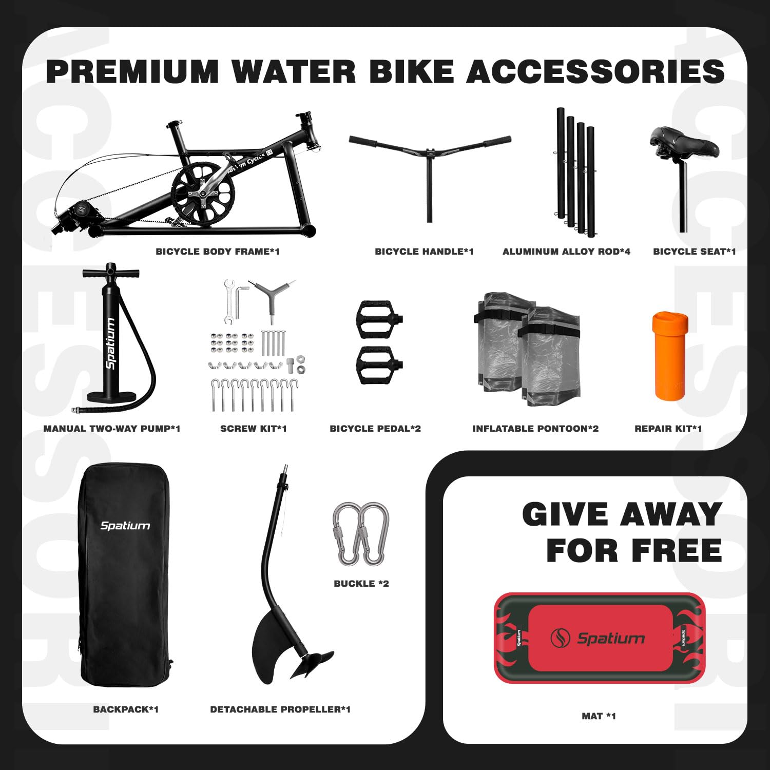 Spatium Sup Bicicleta de Agua Bote de Pedales Inflable Kayak de Pedales inflablebicicleta de Agua para la Pesca en el marbarco de Pedales para una conducción más Estable y fácil en el Agua