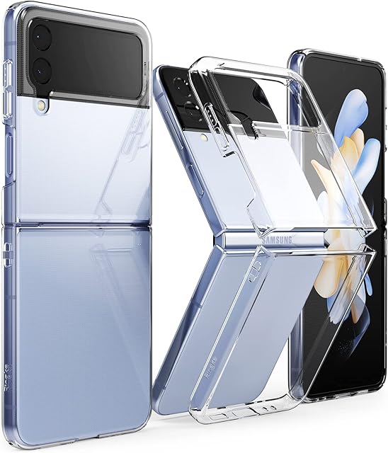 Ringke Slim Case Compatible with Samsung Galaxy Z Flip 4, Premium Thin Transparent Hard PC with Non-Slip Grip Protective Phone Cover for Z Flip4 5G (2022) - Clear